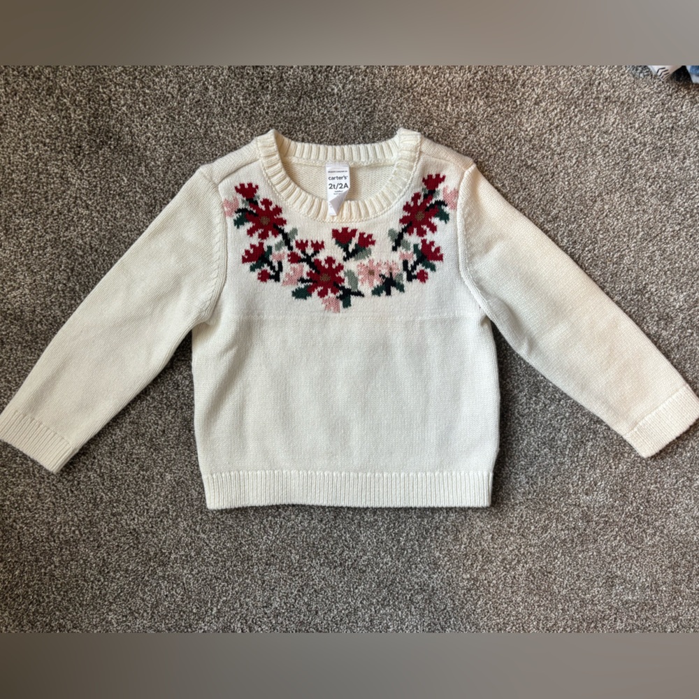 Carter's Cream and Floral Toddler Sweater